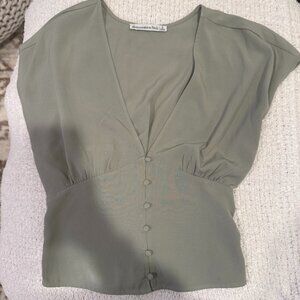 Abercrombie & Fitch Sage Green Button Front Blouse Size S